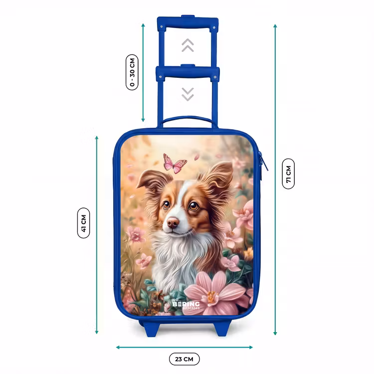 Kinderkoffer Blau - Hund im Blumenfeld mit Schmetterlingen — 7