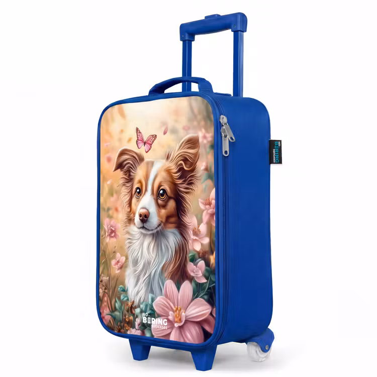 Kinderkoffer Blau - Hund im Blumenfeld mit Schmetterlingen — 8