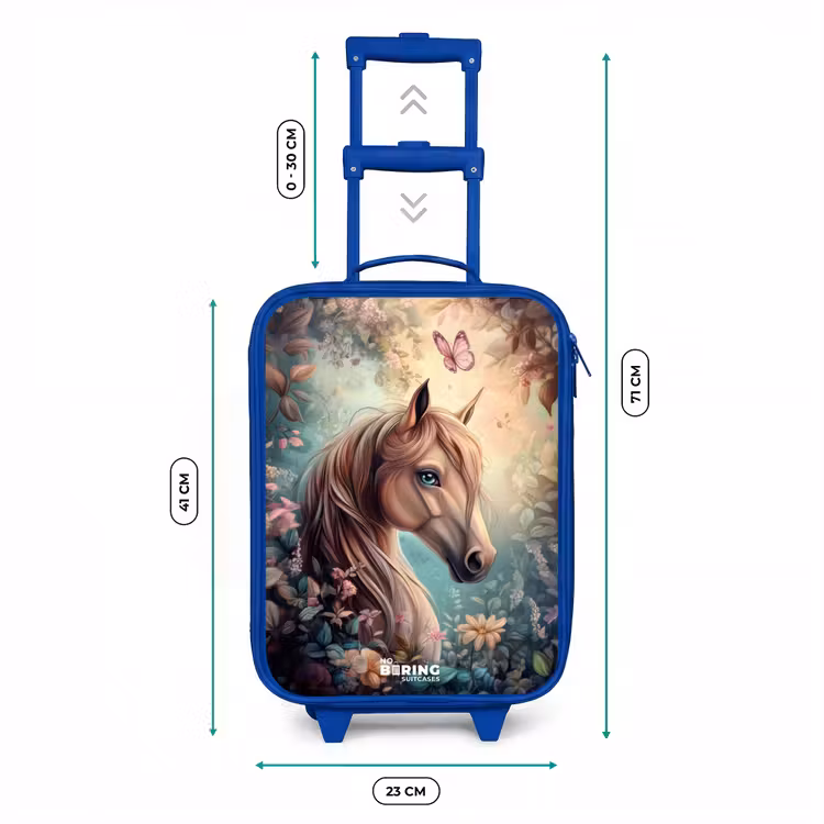 Kinderkoffer Blau - Pferd mit Schmetterlingen im Blumengarten — 7