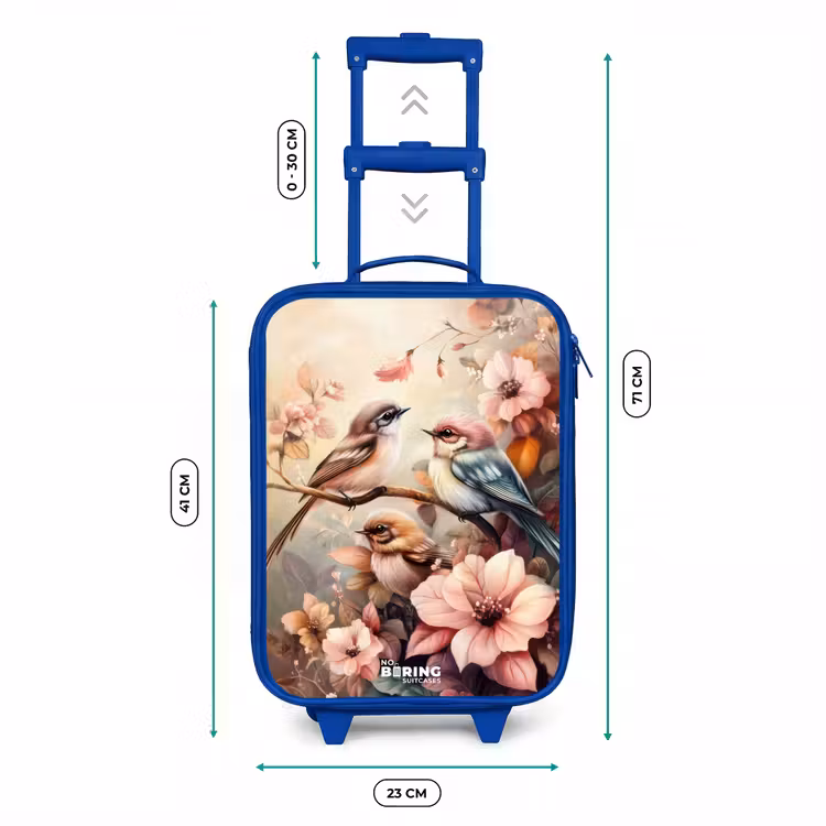 Kinderkoffer Blau - Vögel mit rosa Blumen — 7
