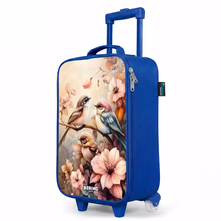 Kinderkoffer Blau - Vögel mit rosa Blumen — 8