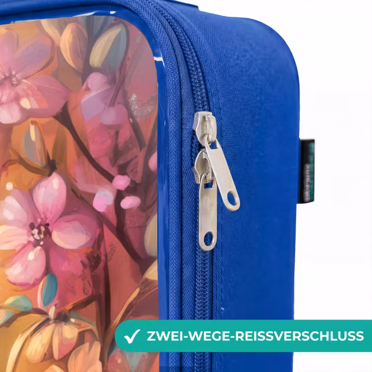 Kinderkoffer Blau - Vogel mit Schmetterlingen im bunten Wald. — 5