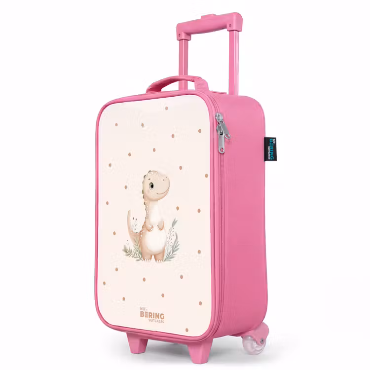 Kinderkoffer Rosa - Beigefarbener Dino auf getupftem Hintergrund — 8