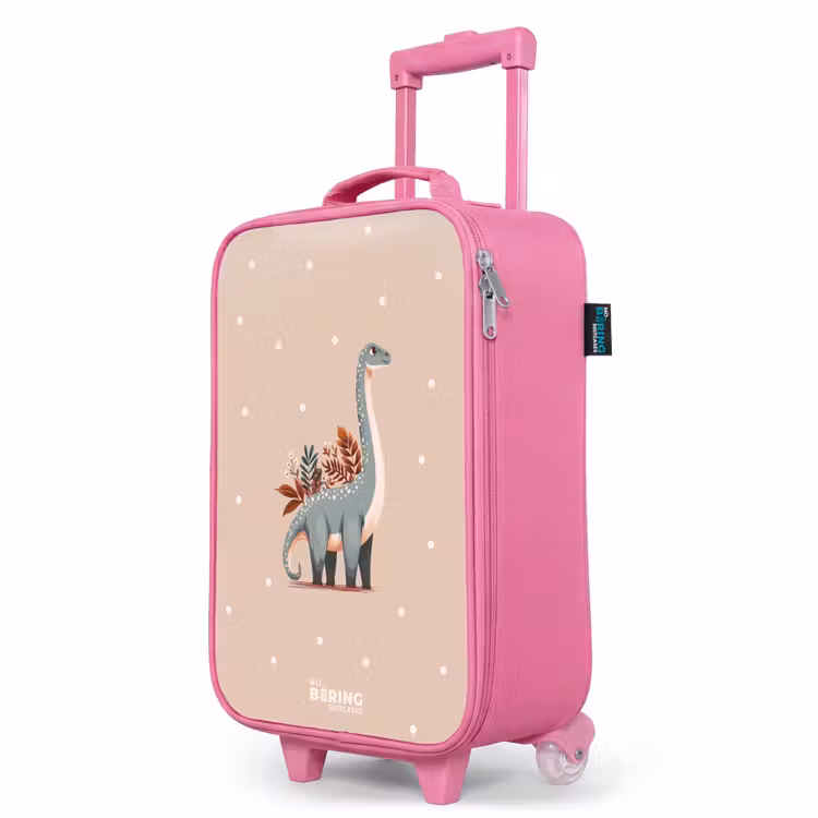 Kinderkoffer Rosa - Blauer Dinosaurier auf beigefarbenem Tupfenhintergrund — 8