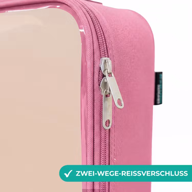 Kinderkoffer Rosa - Blauer Dinosaurier auf einem beigen Hintergrund — 5