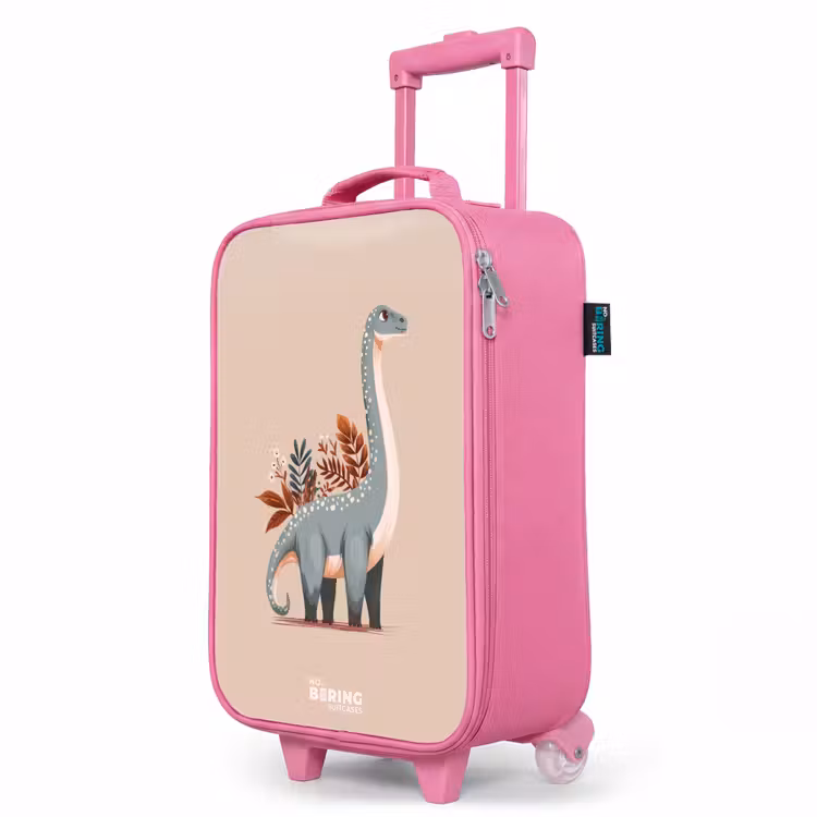 Kinderkoffer Rosa - Blauer Dinosaurier auf einem beigen Hintergrund — 8