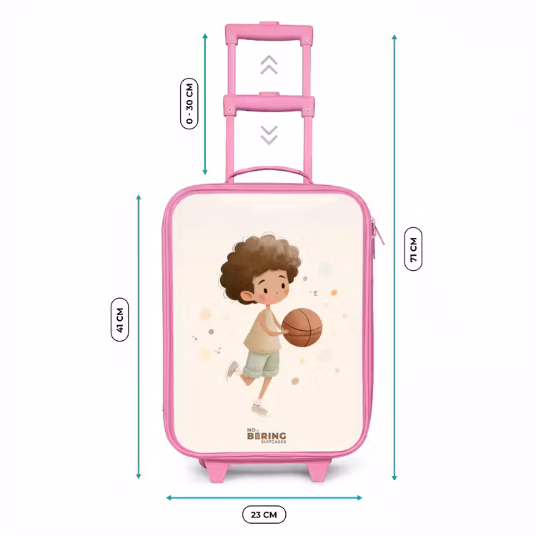 Kinderkoffer Rosa - Junge mit einem Basketball in Beigetönen — 7