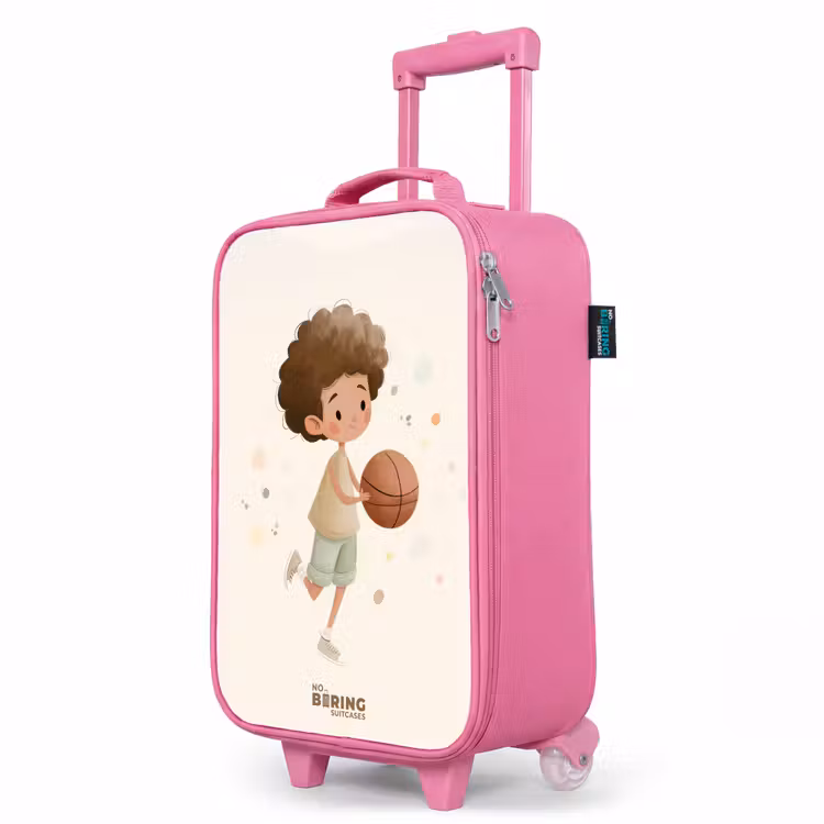 Kinderkoffer Rosa - Junge mit einem Basketball in Beigetönen — 8