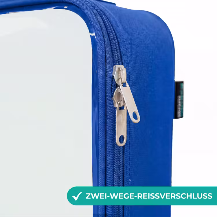 Kinderkoffer Blau - Beigefarbener Oldtimer-Traktor in Pastellgrün — 5