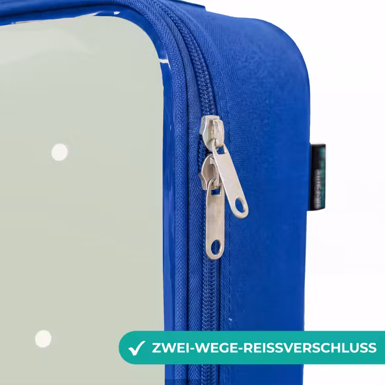 Kinderkoffer Blau - Beigefarbenes Retro-Rennauto auf grünem Polka-Dot-Hintergrund — 5
