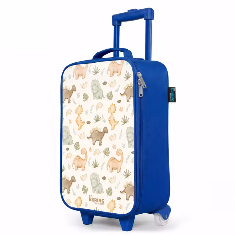 Kinderkoffer Blau - Dino-Muster in Pastellfarben — 8