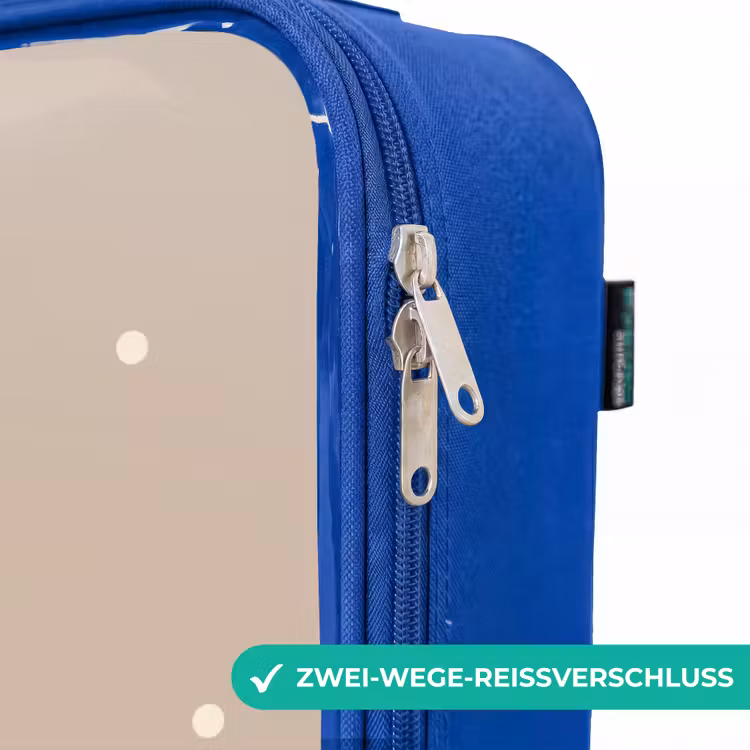 Kinderkoffer Blau - Gelber Muldenkipper mit Steinen und Tupfenmuster — 5