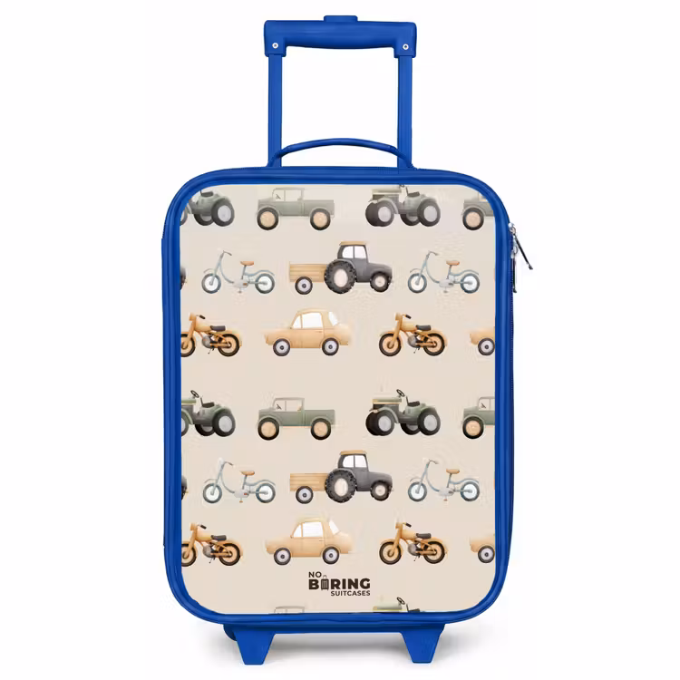 Kinderkoffer Blau - Retro-Fahrzeugmuster — 1