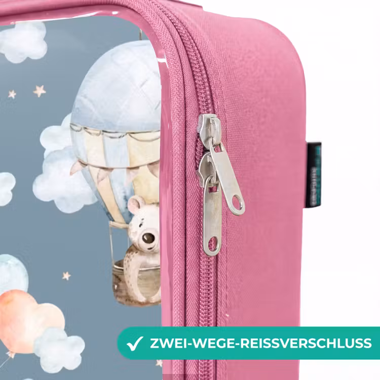 Kinderkoffer Rosa - Bären in Heißluftballons zwischen Wolken und Ballons — 5