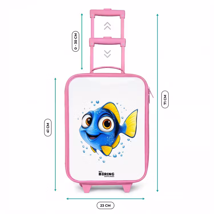 Kinderkoffer Rosa - Blauer Fisch mit gelben Flossen und glücklichem Blick — 7