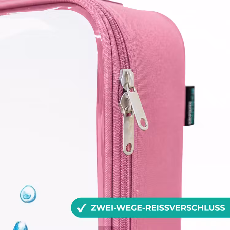Kinderkoffer Rosa - Blaues Seepferdchen mit großen Augen und Blasen — 5