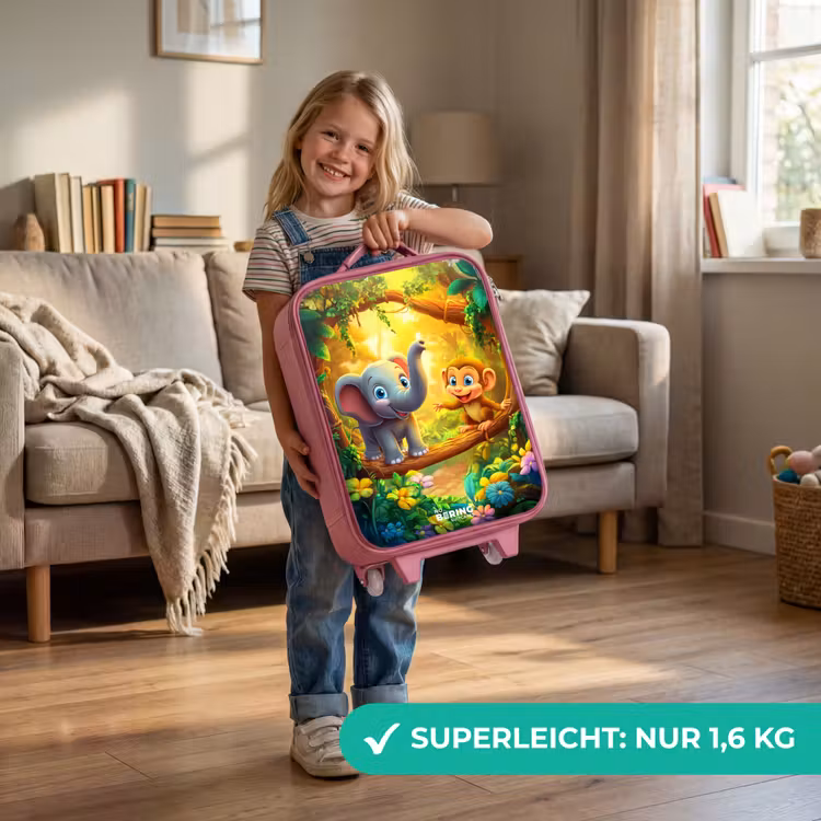 Kinderkoffer Rosa - Elefant und Affe im bunten Dschungel — 3