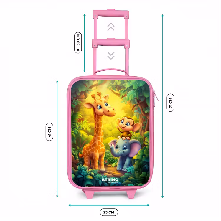 Kinderkoffer Rosa - Giraffe, Elefant und Affe im Wald — 7