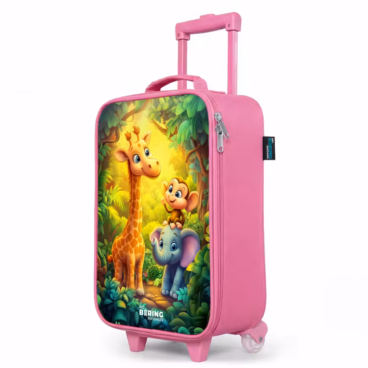 Kinderkoffer Rosa - Giraffe, Elefant und Affe im Wald — 8