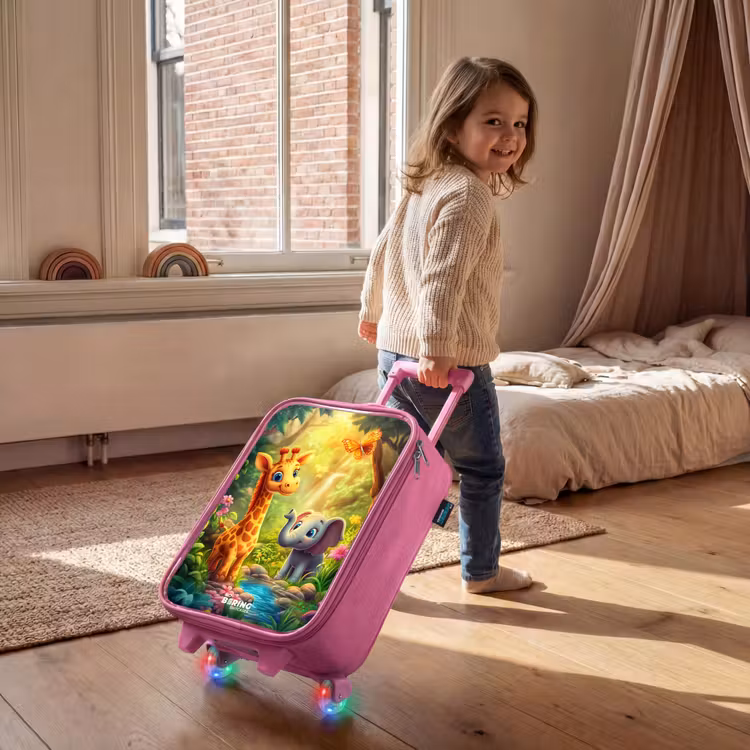 Kinderkoffer Rosa - Giraffe und Elefant am Bach im Dschungel — 2