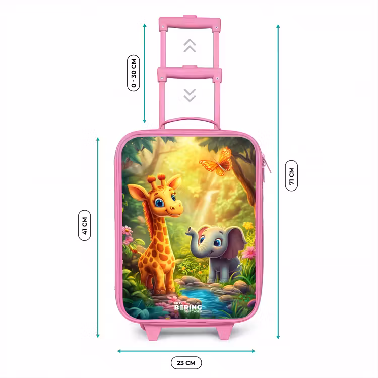 Kinderkoffer Rosa - Giraffe und Elefant am Bach im Dschungel — 7