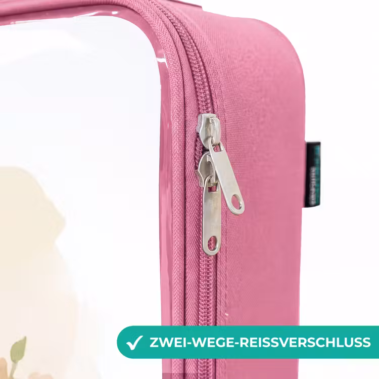 Kinderkoffer Rosa - Giraffe und Elefant zwischen Blumen auf weißem Hintergrund — 5