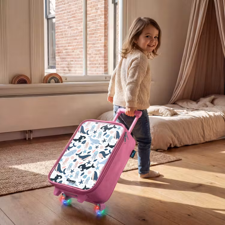 Kinderkoffer Rosa - Seetiermuster mit Walen, Quallen und Orcas — 2