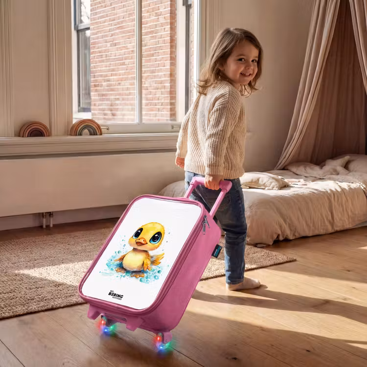 Kinderkoffer Rosa - Süßes Entenküken mit blauen Augen und Wasserspritzern — 2
