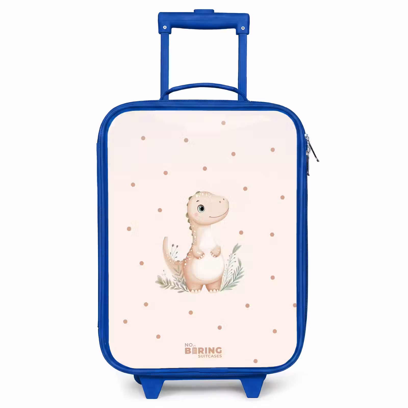 Kinderkoffer Blau - Beigefarbener Dino auf getupftem Hintergrund — 1