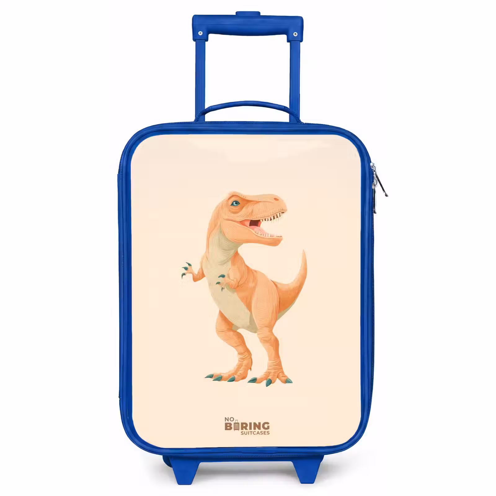 Kinderkoffer Blau - T-rex dino in orangefarben — 1