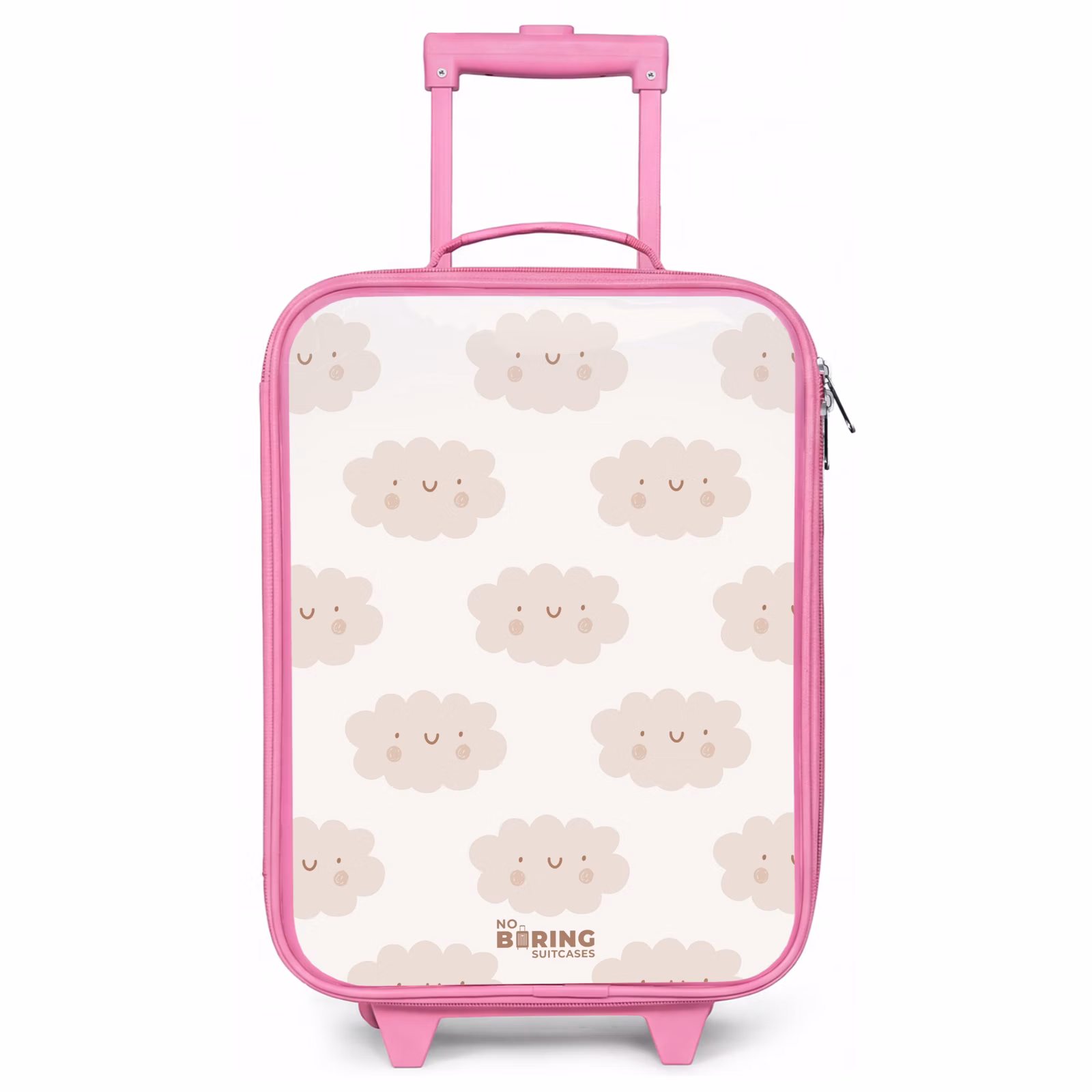 Kinderkoffer Rosa - Fröhliche Wolken mit Gesichtern auf cremefarbenem Hintergrund — 1