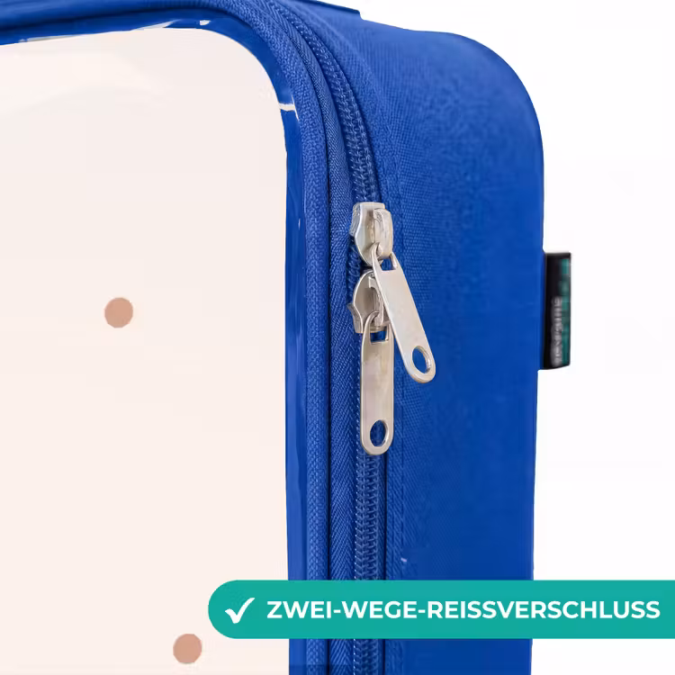 Kinderkoffer Blau - Beigefarbener Dino auf getupftem Hintergrund — 5