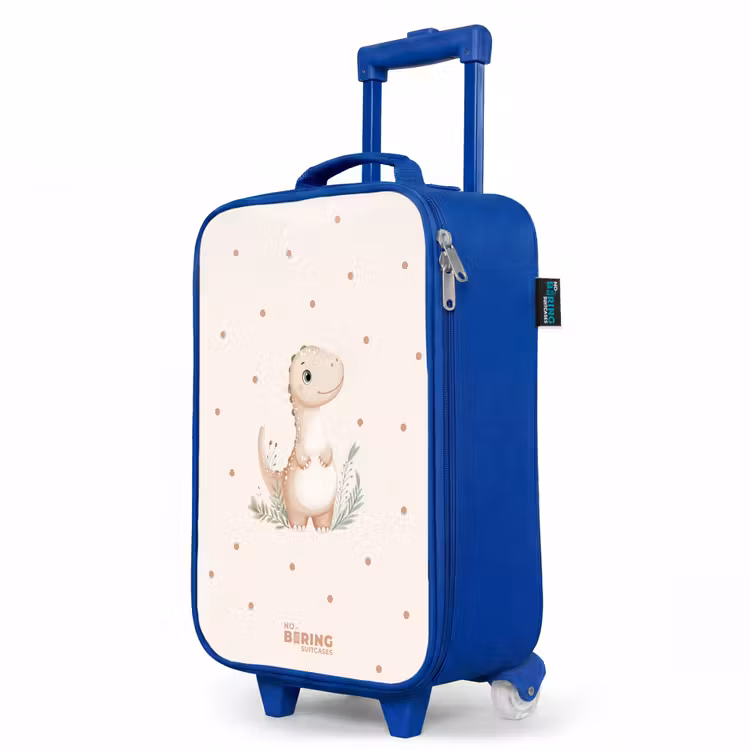 Kinderkoffer Blau - Beigefarbener Dino auf getupftem Hintergrund — 8
