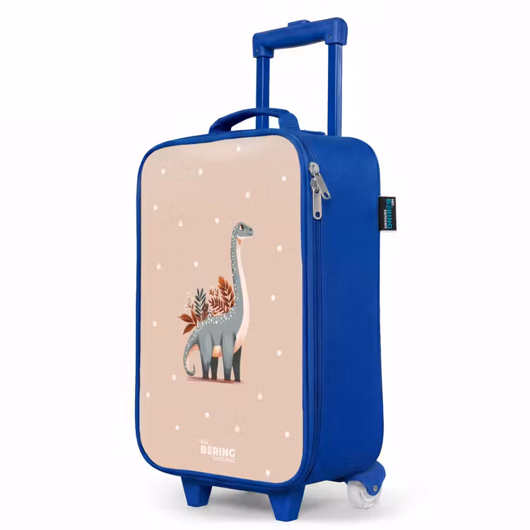 Kinderkoffer Blau - Blauer Dinosaurier auf beigefarbenem Tupfenhintergrund — 8