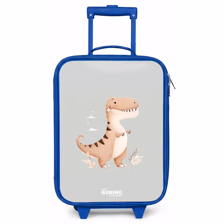 Kinderkoffer Blau - Dino in den Farben Beige und Grau — 1