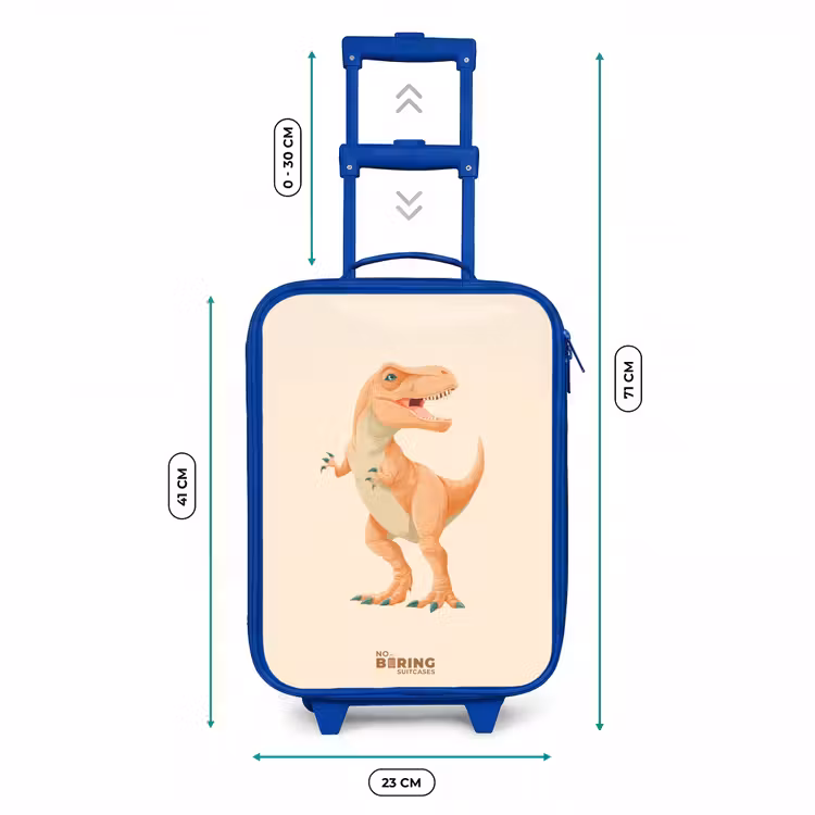 Kinderkoffer Blau - T-rex dino in orangefarben — 7