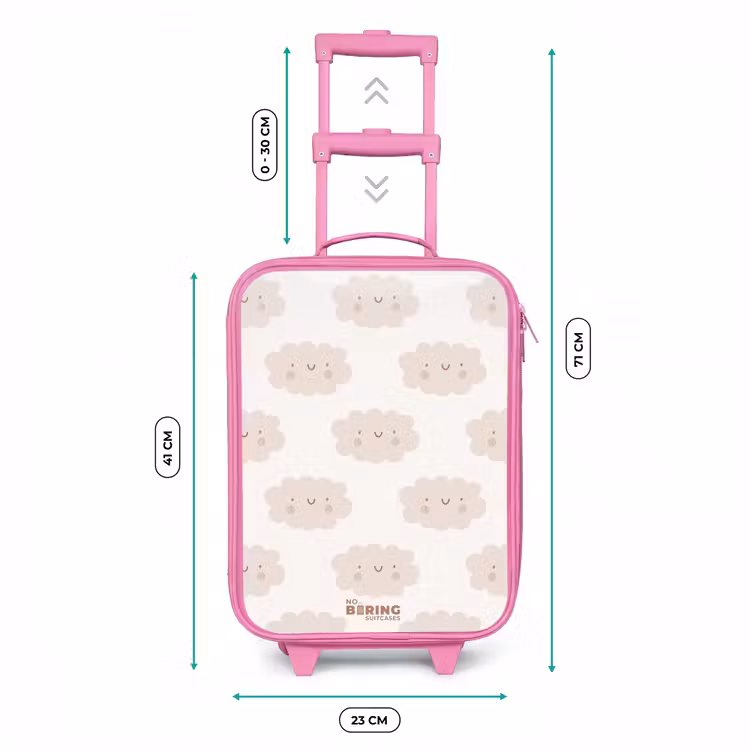 Kinderkoffer Rosa - Fröhliche Wolken mit Gesichtern auf cremefarbenem Hintergrund — 7