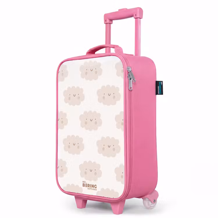 Kinderkoffer Rosa - Fröhliche Wolken mit Gesichtern auf cremefarbenem Hintergrund — 8