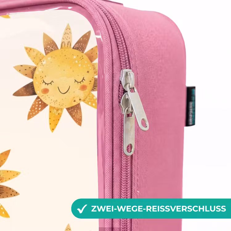 Kinderkoffer Rosa - Lächelnde Sonnen als Muster auf beigem Hintergrund — 5