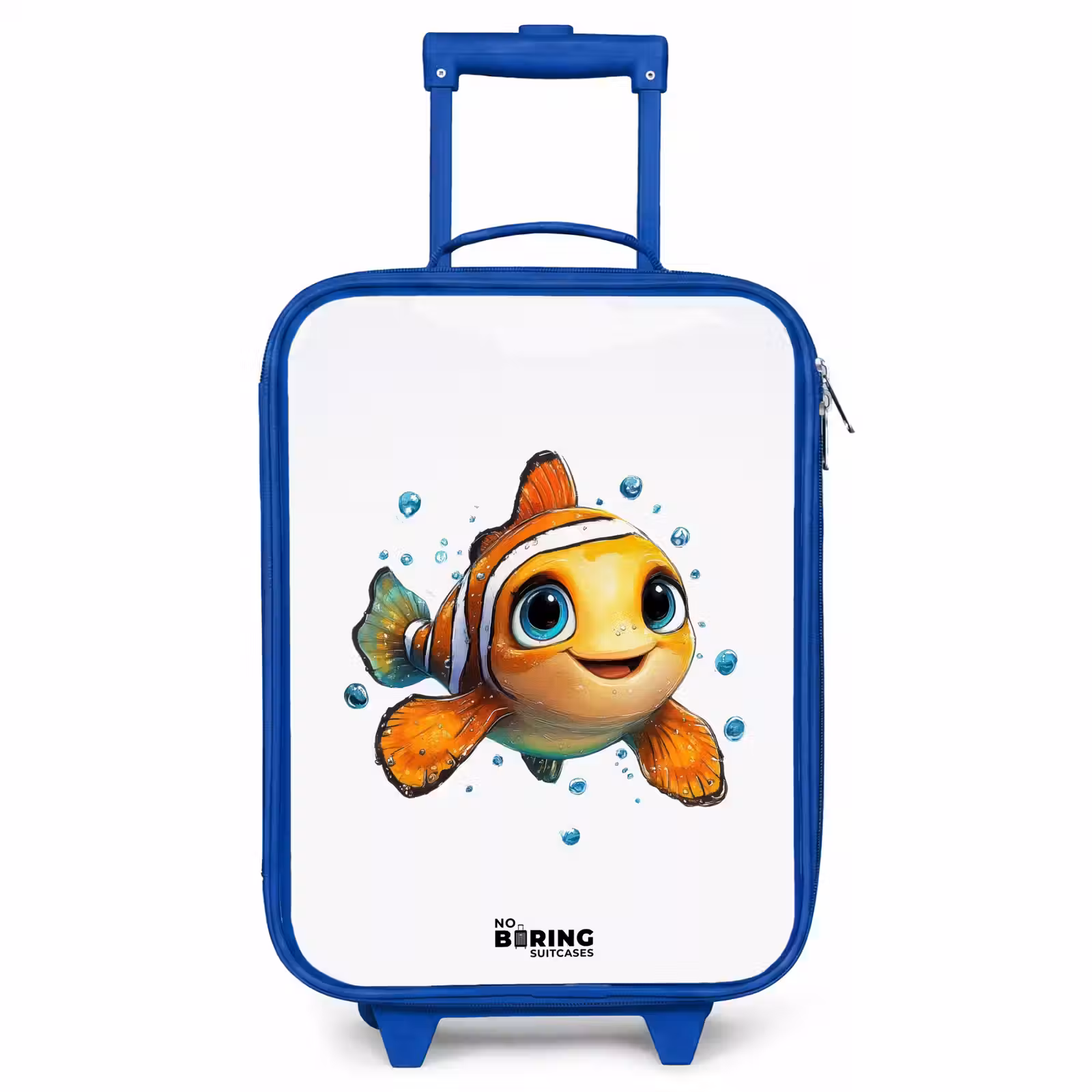 Kinderkoffer Blau - Clownfisch mit Blasen auf weißem Hintergrund — 1