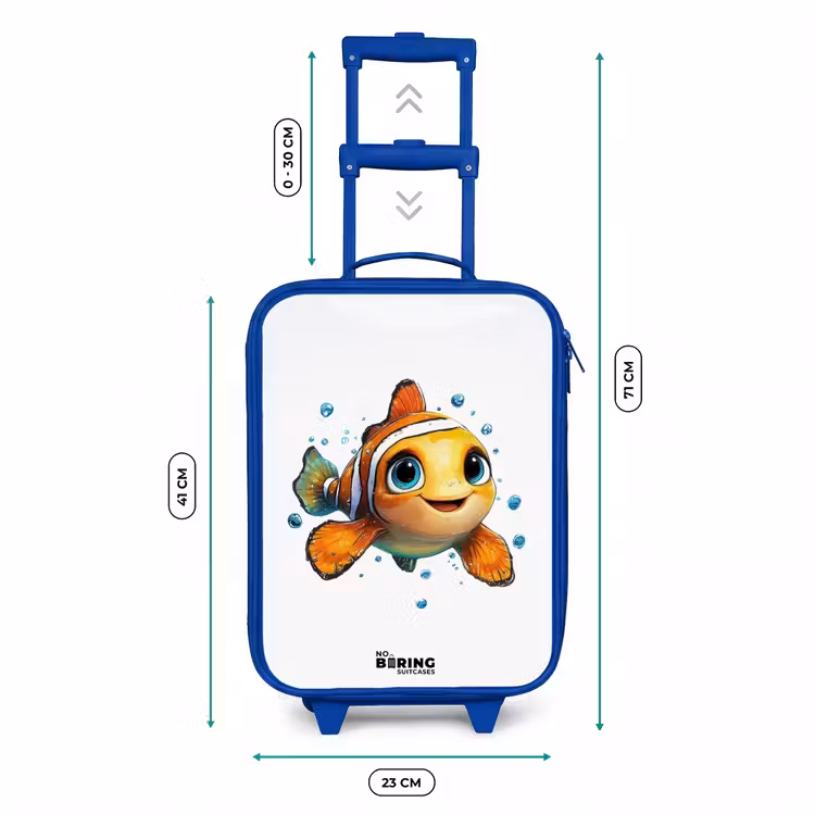 Kinderkoffer Blau - Clownfisch mit Blasen auf weißem Hintergrund — 7