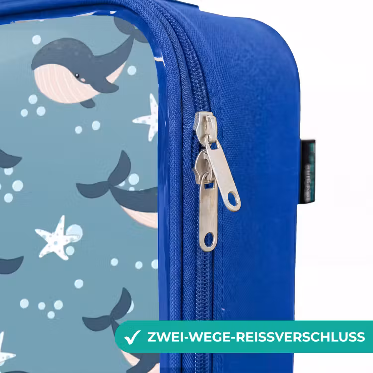 Kinderkoffer Blau - Dunkelblaues Walmuster mit Seesternen — 5