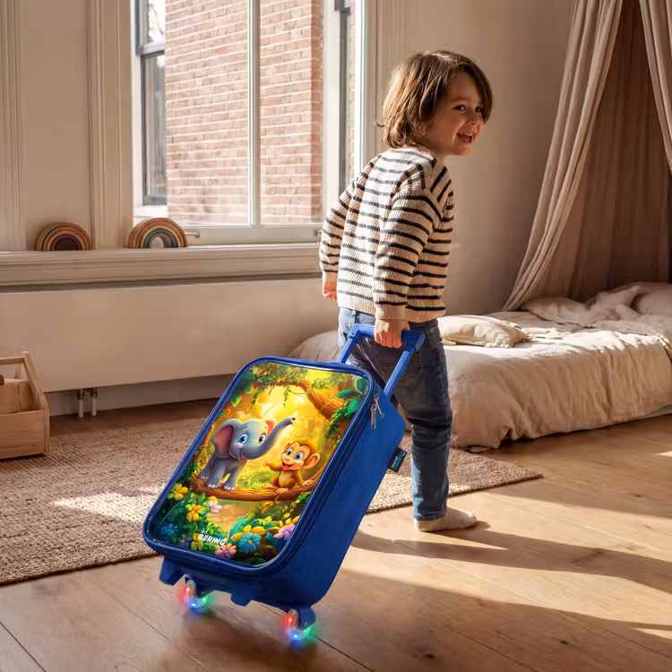 Kinderkoffer Blau - Elefant und Affe im bunten Dschungel — 2