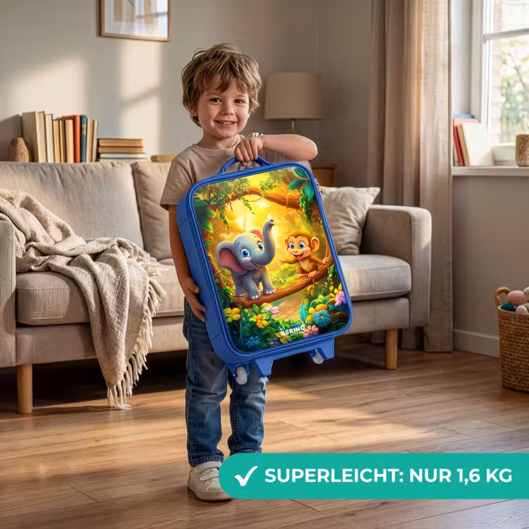 Kinderkoffer Blau - Elefant und Affe im bunten Dschungel — 3