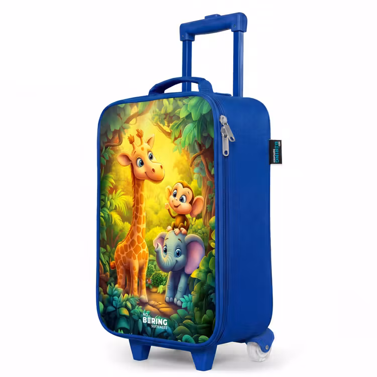 Kinderkoffer Blau - Giraffe, Elefant und Affe im Wald — 8