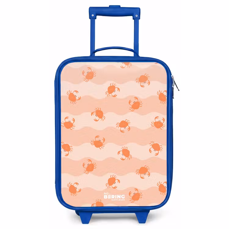 Kinderkoffer Blau - Orangefarbene Krabben auf gewelltem Hintergrund — 1