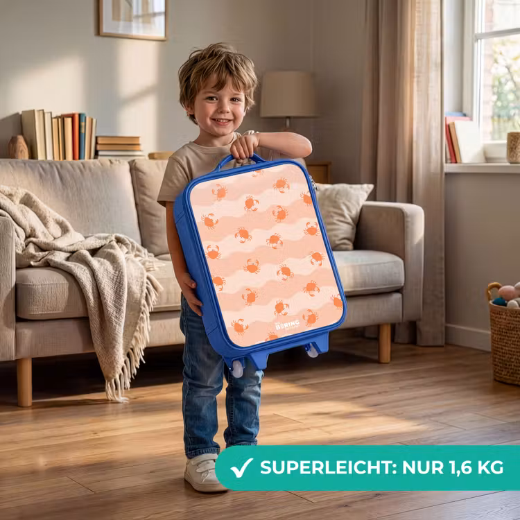 Kinderkoffer Blau - Orangefarbene Krabben auf gewelltem Hintergrund — 3