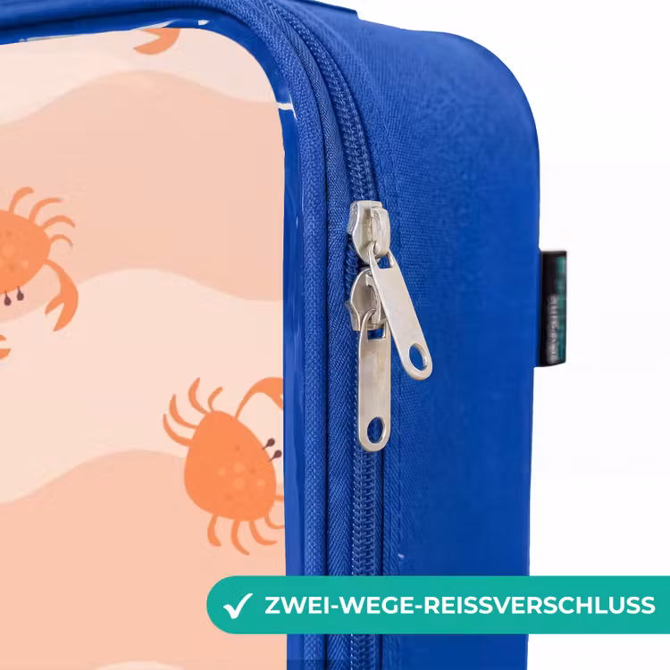 Kinderkoffer Blau - Orangefarbene Krabben auf gewelltem Hintergrund — 5