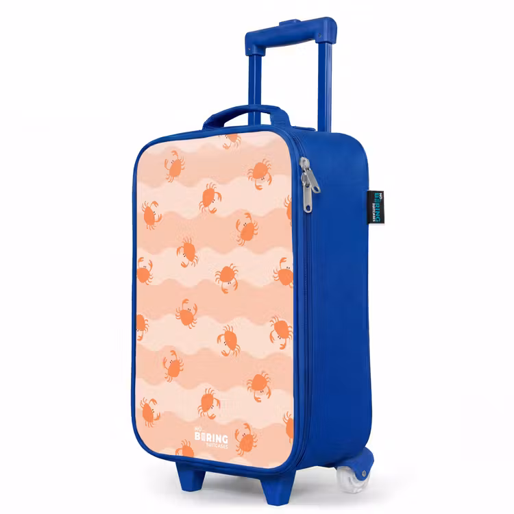 Kinderkoffer Blau - Orangefarbene Krabben auf gewelltem Hintergrund — 8