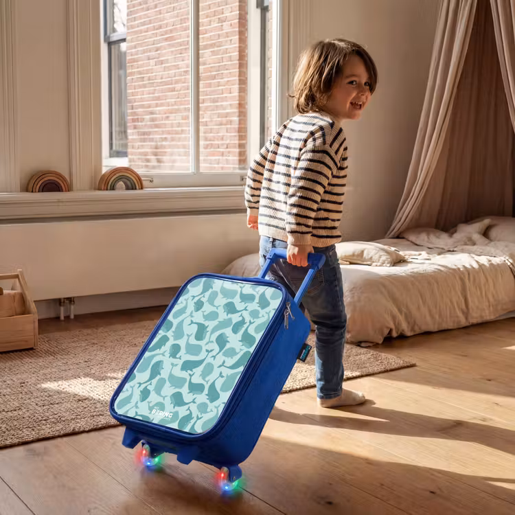 Kinderkoffer Blau - Stilisierte Wale in tonalen Meeresgrüntönen — 2